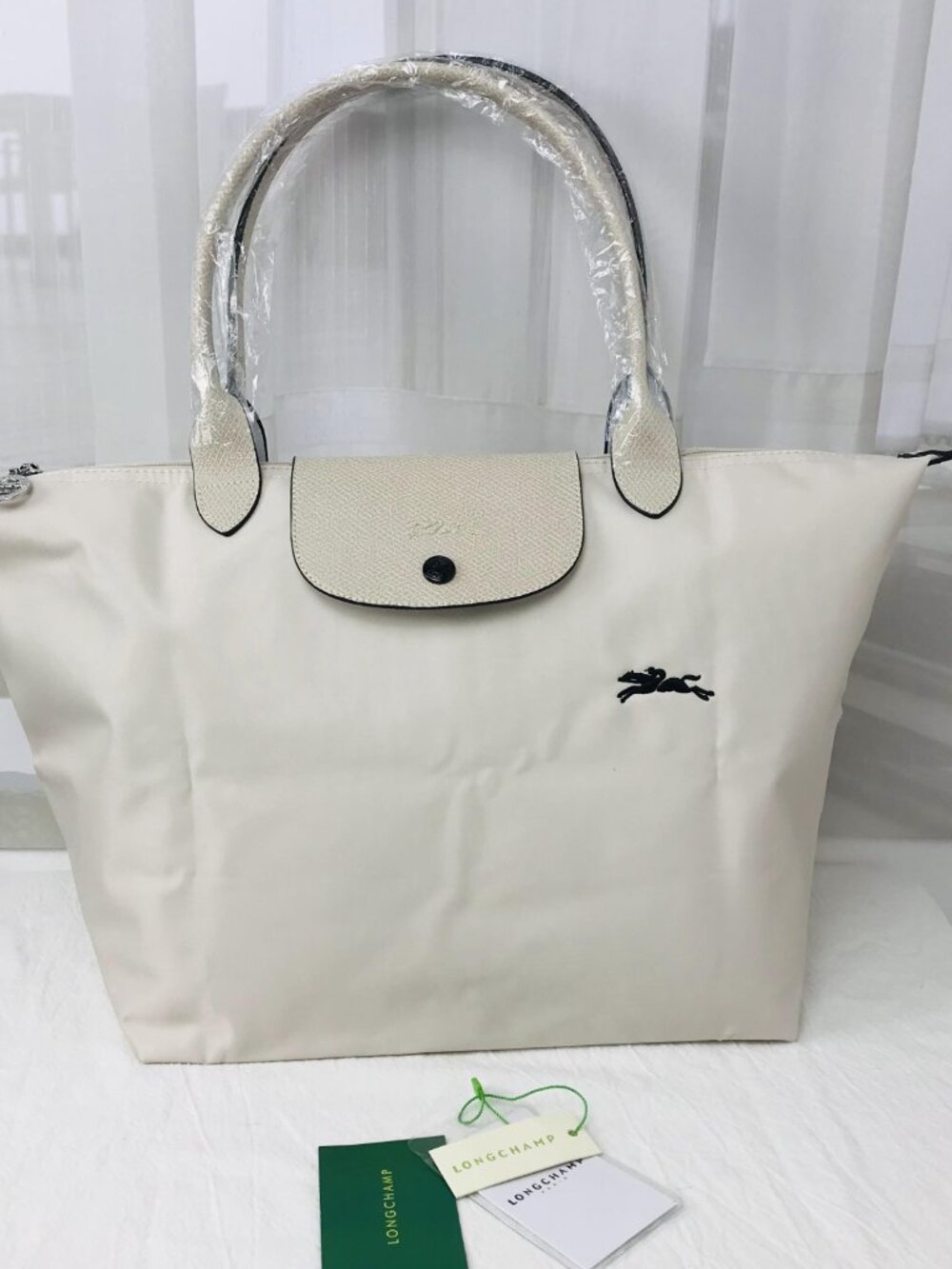Longchamp Le Pliage Original Large Shoulder Nylon Bag Tote IN OFF WHITE